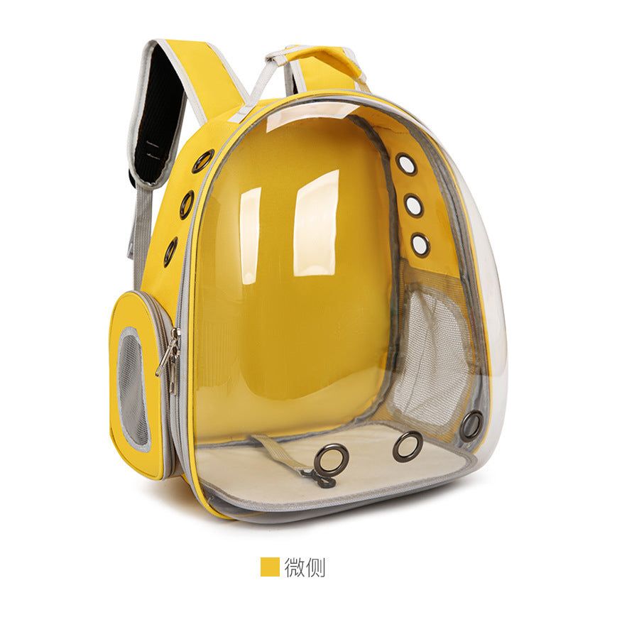 Yellow Pet Carrier Backpack with Transparent Window