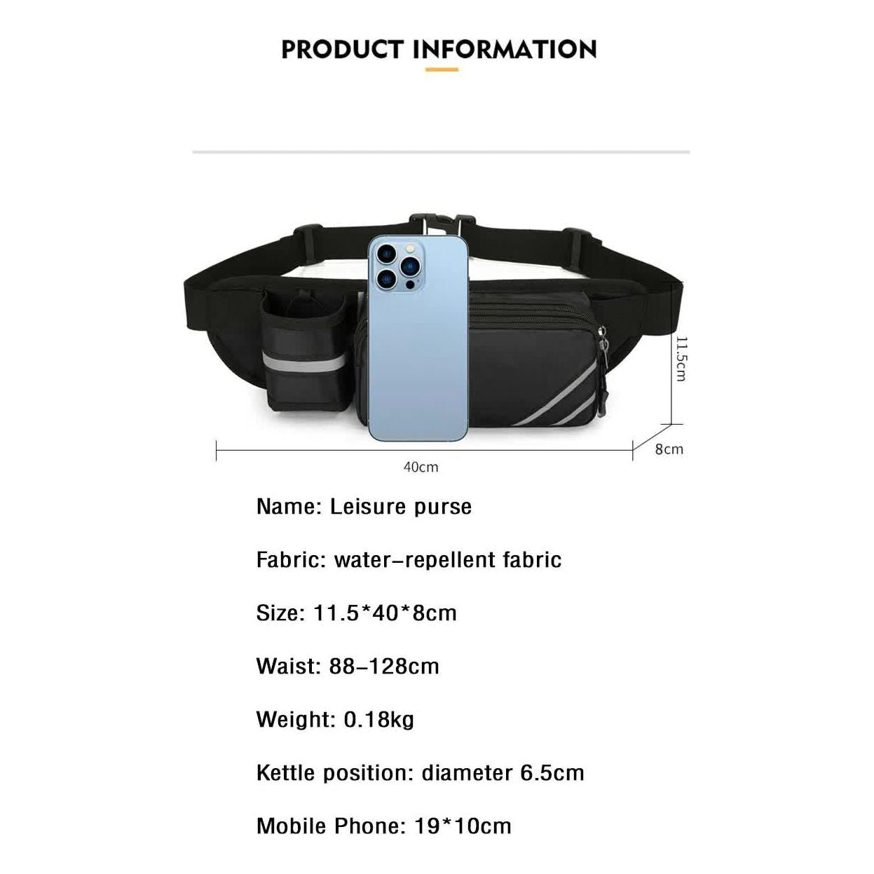 Water-Resistant Running Waist Pack with Bottle Holder - Adjustable Fitness Belt for Men