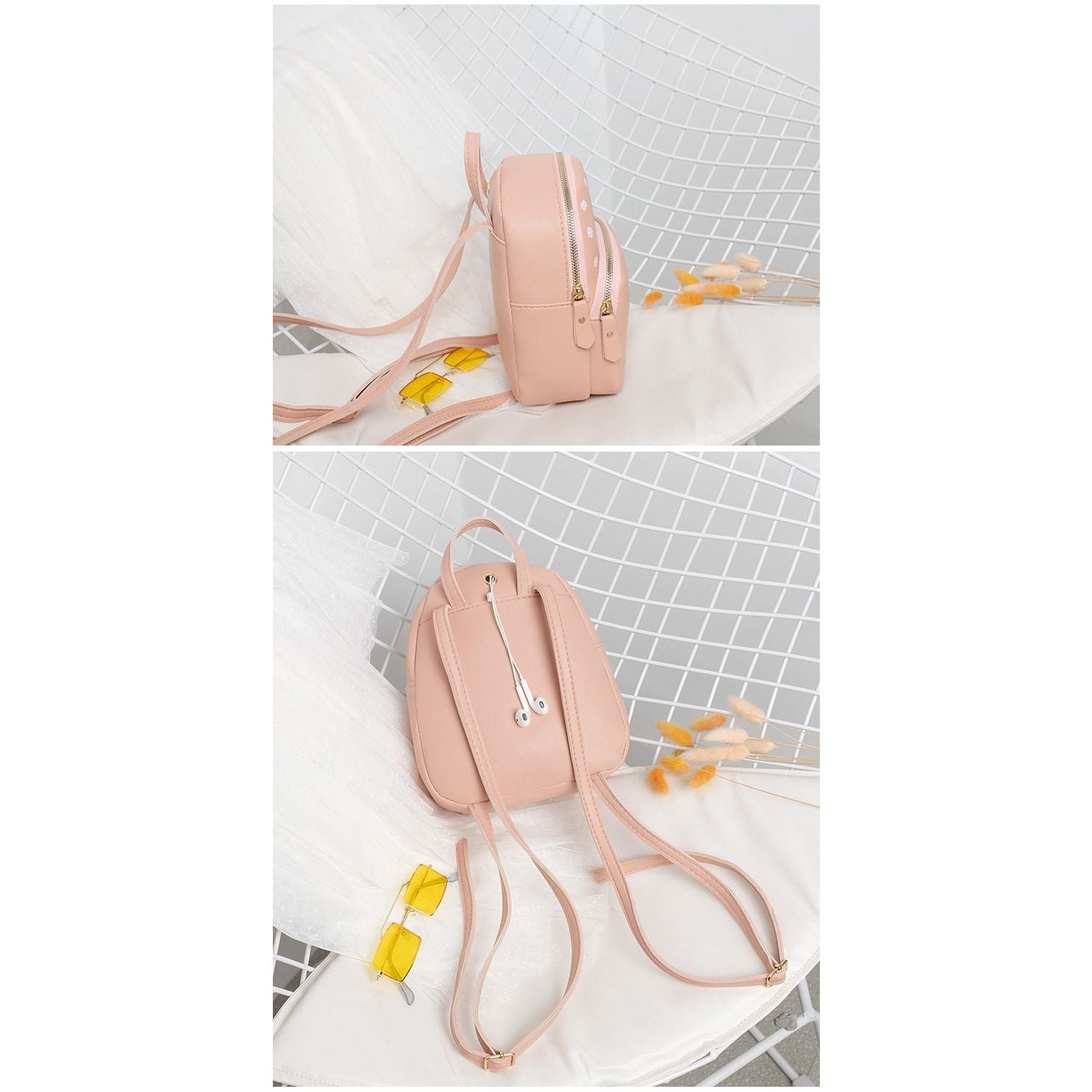 Mini Faux Leather Backpack with Butterfly Design -Purple Cute Backpack for Girls