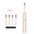 X-3 Sonic Electric Toothbrush, 4 Replacement Brush Heads, and USB Charging Cable - Sleek Pink Design