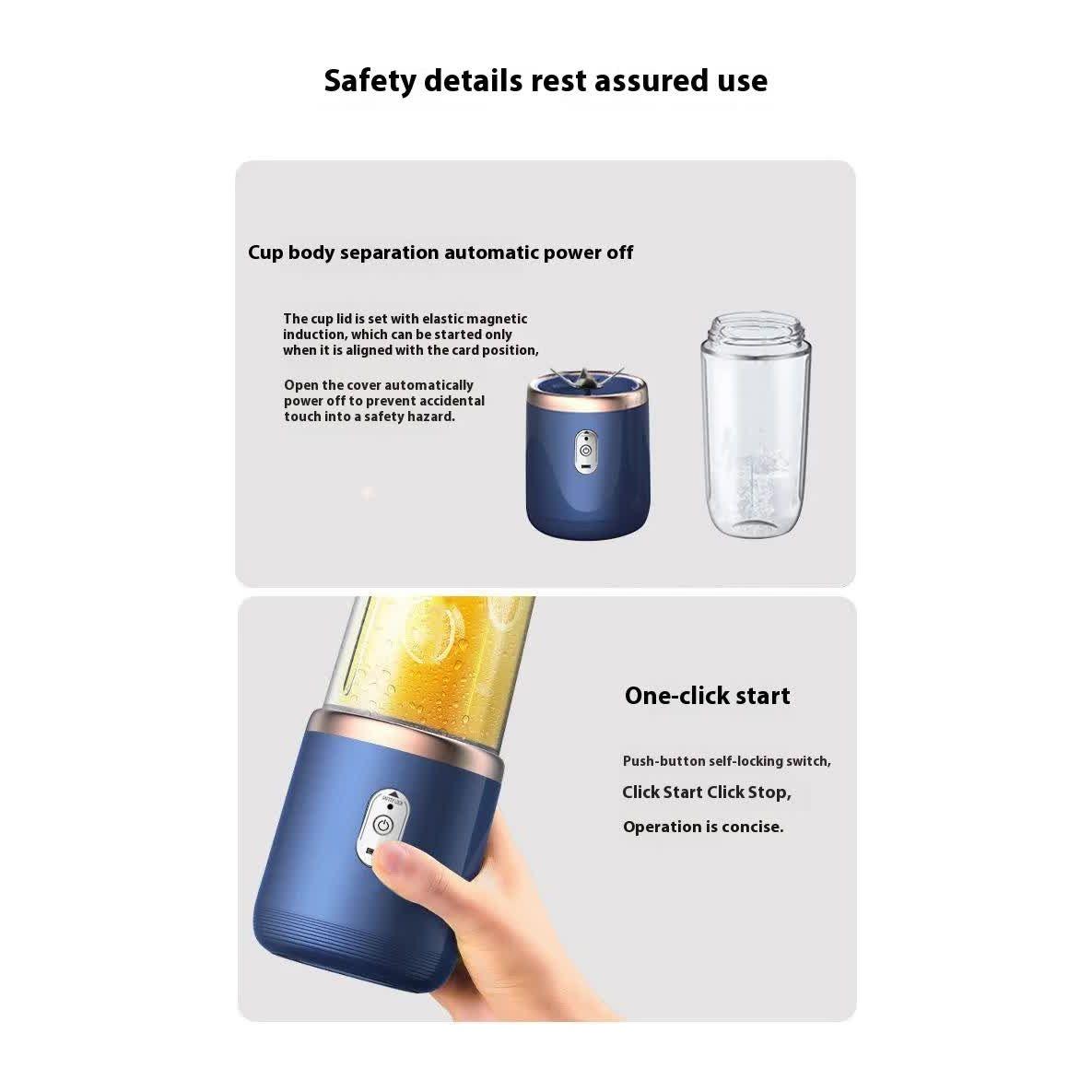 Portable High-Speed Blender with USB Rechargeable Battery - 2-in-1 Bottle and Cup Design, Compact and Powerful