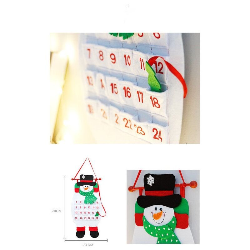 Snowman Advent Calendar - Felt Christmas Countdown with 24 Pockets for Kids, Wall Hanging Decor