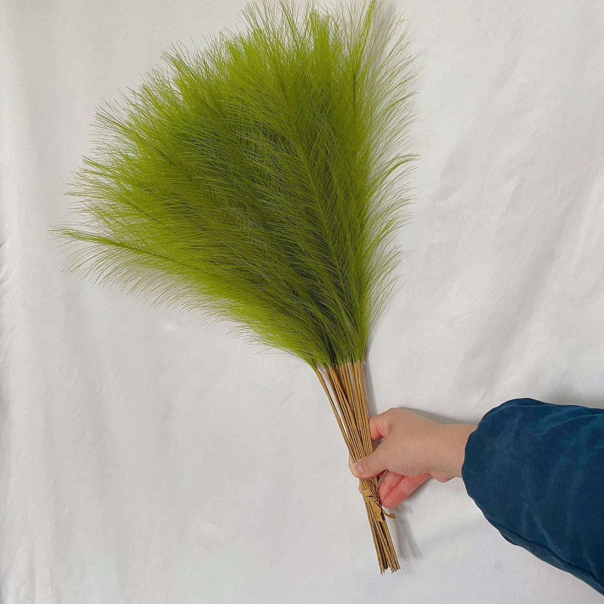 20 sticks Grass Green Pampas Grass Bouquet-21.65&quot; Fluffy Dried Pampas for Home Decor and Events