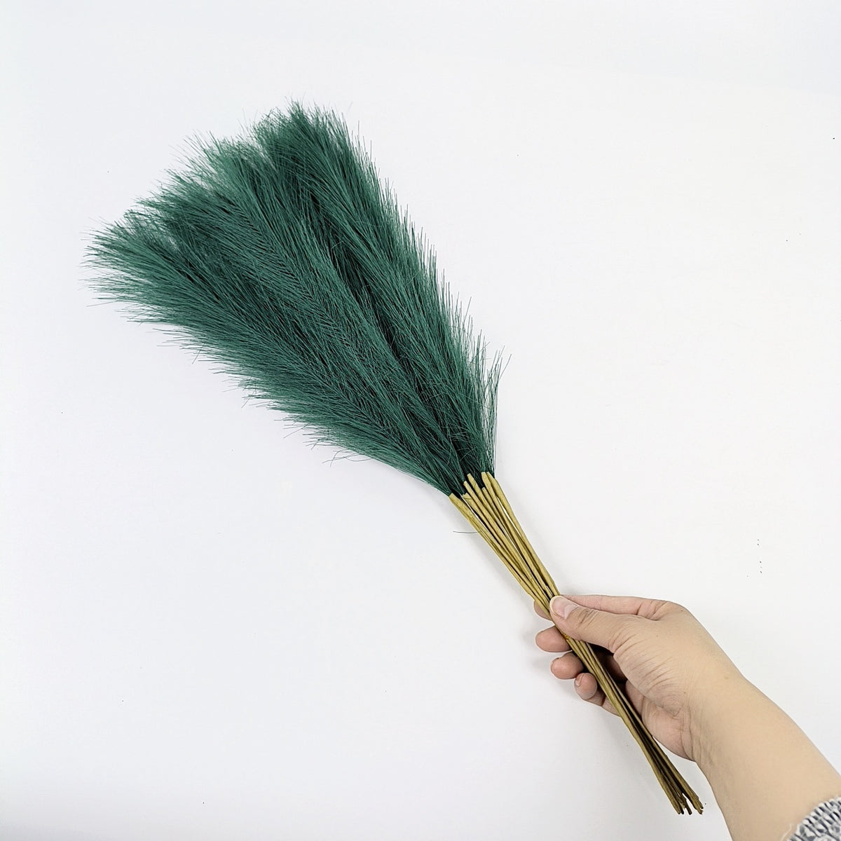 20 sticks Dark green Pampas Grass Bouquet-21.65&quot; Fluffy Dried Pampas for Home Decor and Events