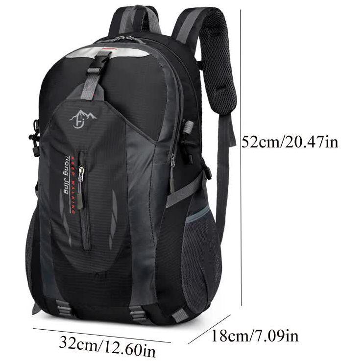 Black Lightweight Hiking Backpack - Waterproof Outdoor Travel & Camping Bag with Multi-Compartment Design