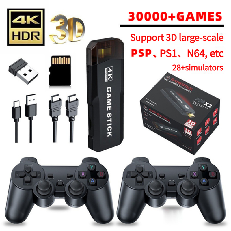 4K 3D Wireless Retro Game Console - 30,000+ Games with Dual Controllers, Supports PSP/PS1/N64 &amp; 28+ Emulators