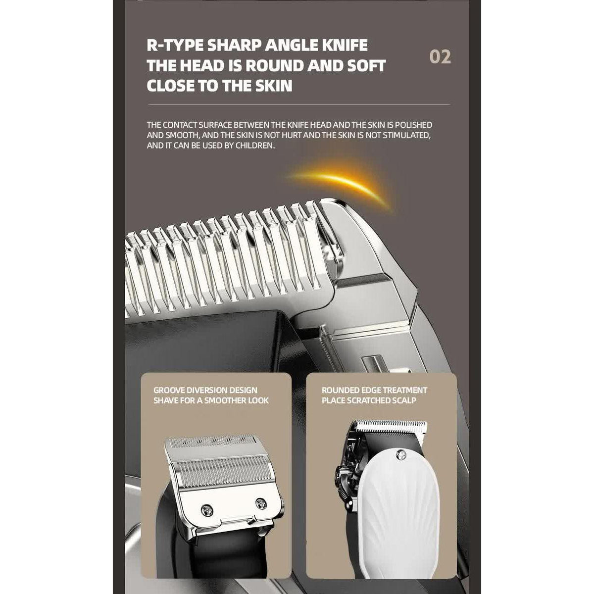 Gray Professional Cordless Hair Clipper with LED Display - Rechargeable Electric Hair Trimmer for Men