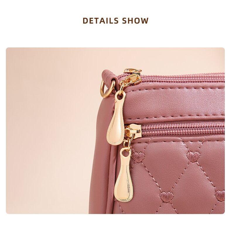 White PU Leather Quilted Crossbody Bag for Women - Compact Multi-Compartment Shoulder Purse