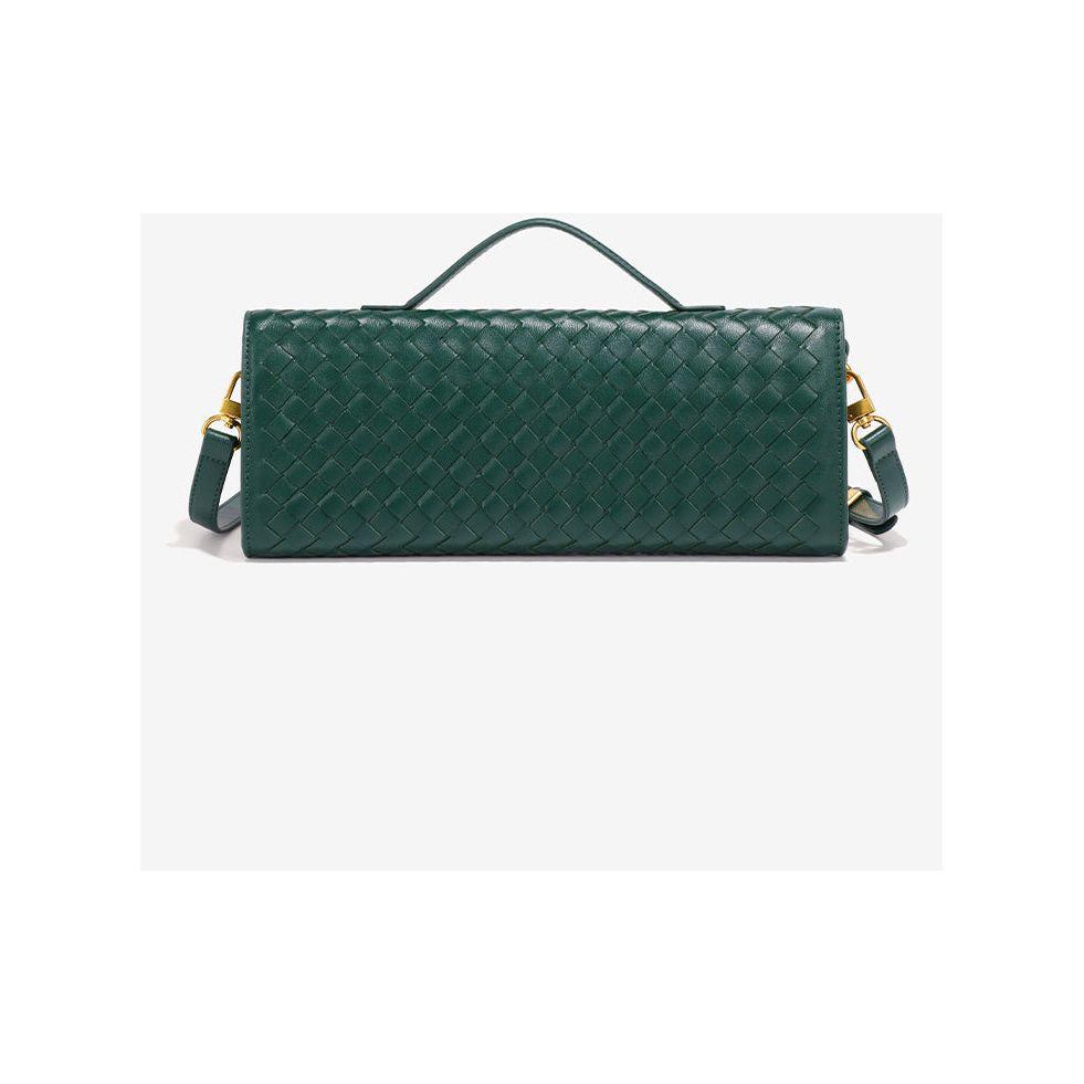 Off White Luxury Woven PU Leather Clutch - Elegant Women's Evening Baguette Bag with Adjustable Shoulder Strap