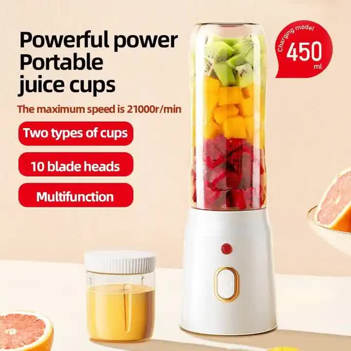 Portable Rechargeable Blender - 450ml High-Speed Personal Smoothie Maker