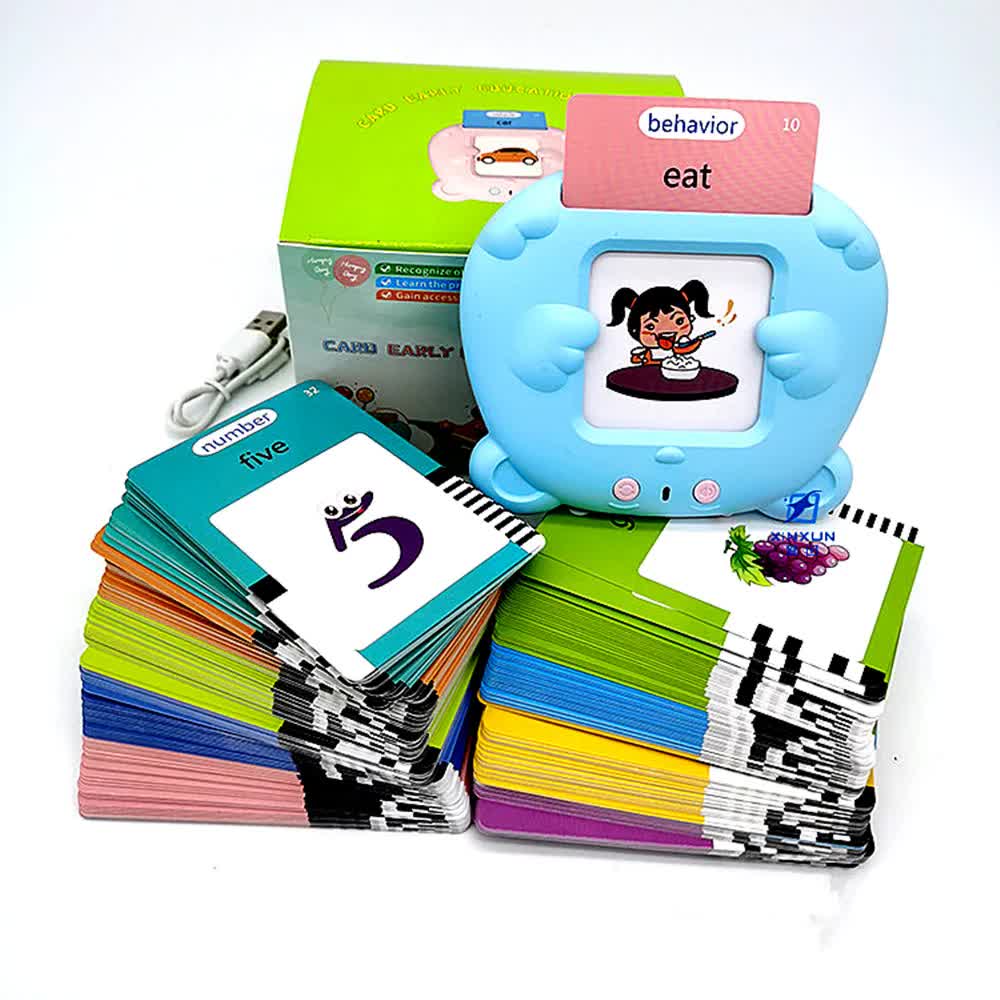 Blue Bear-Shaped Early Education Card Reader - Interactive Learning Toy with 510 Flashcards for Kids