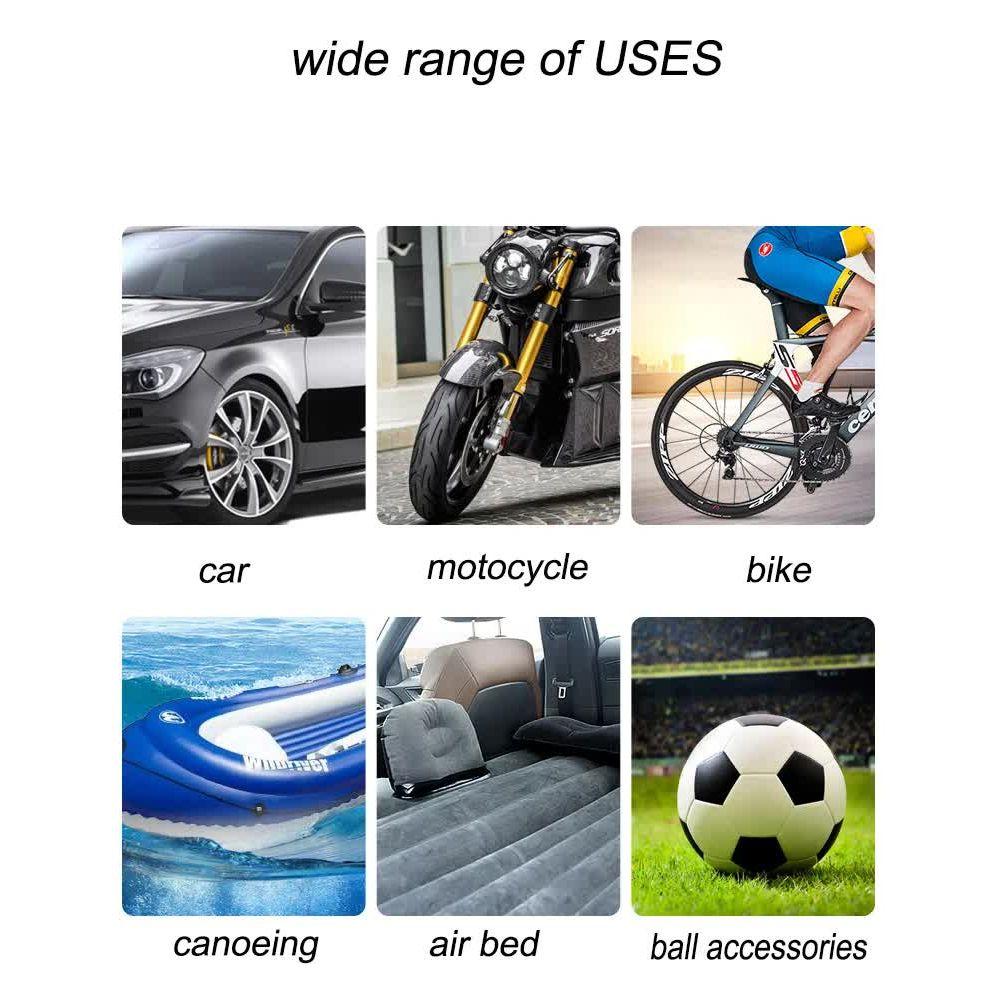 Portable 12V Tire Inflator with LED Light, 120W Air Compressor for Cars, Motorcycles, Bikes, and Inflatables