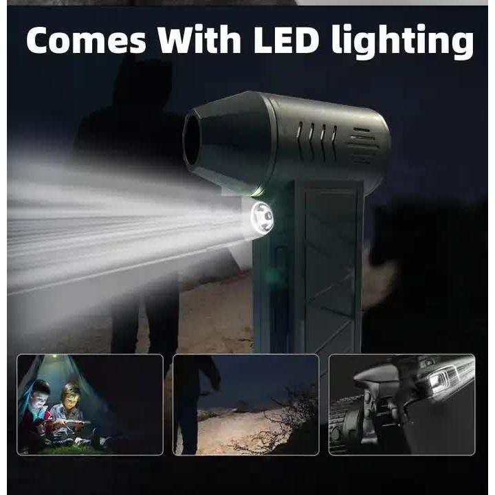 Black High-Speed Mini Turbo Fan for Camping and Outdoor Use - Handheld 130,000 RPM Brushless Blower & Dust Cleaner