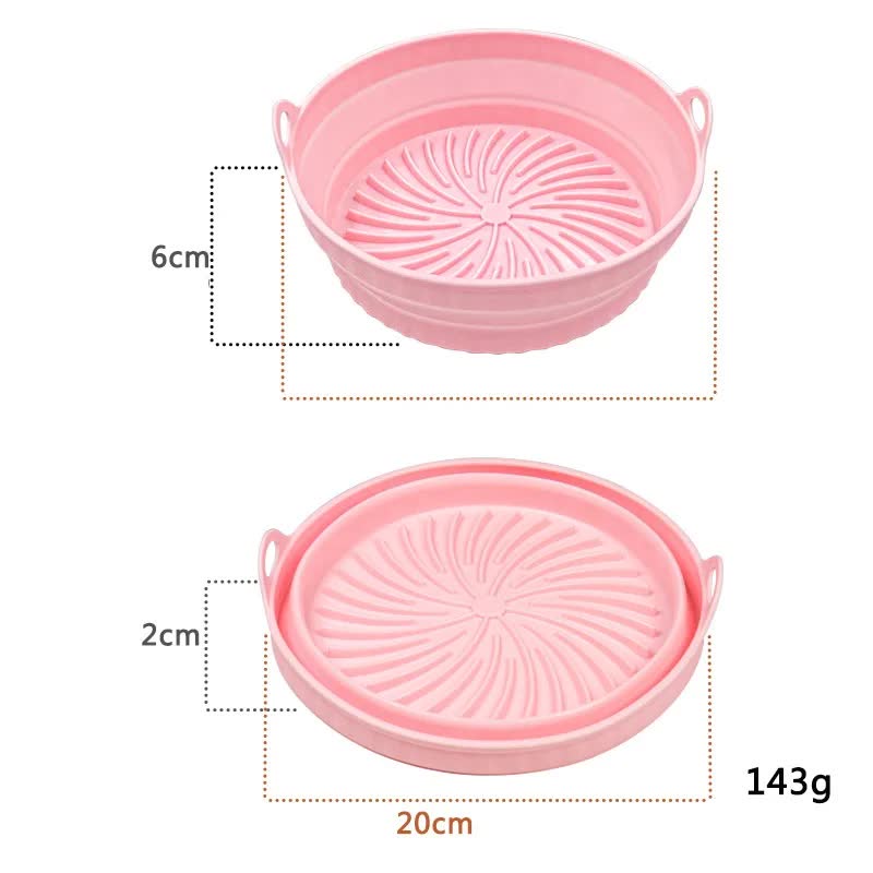 3D Round Air Fryer Silicone Liners - Food-Grade, Non-Stick, Reusable Basket Mats for Air Fryers, Ovens, and Microwaves (4 PCS Pink)