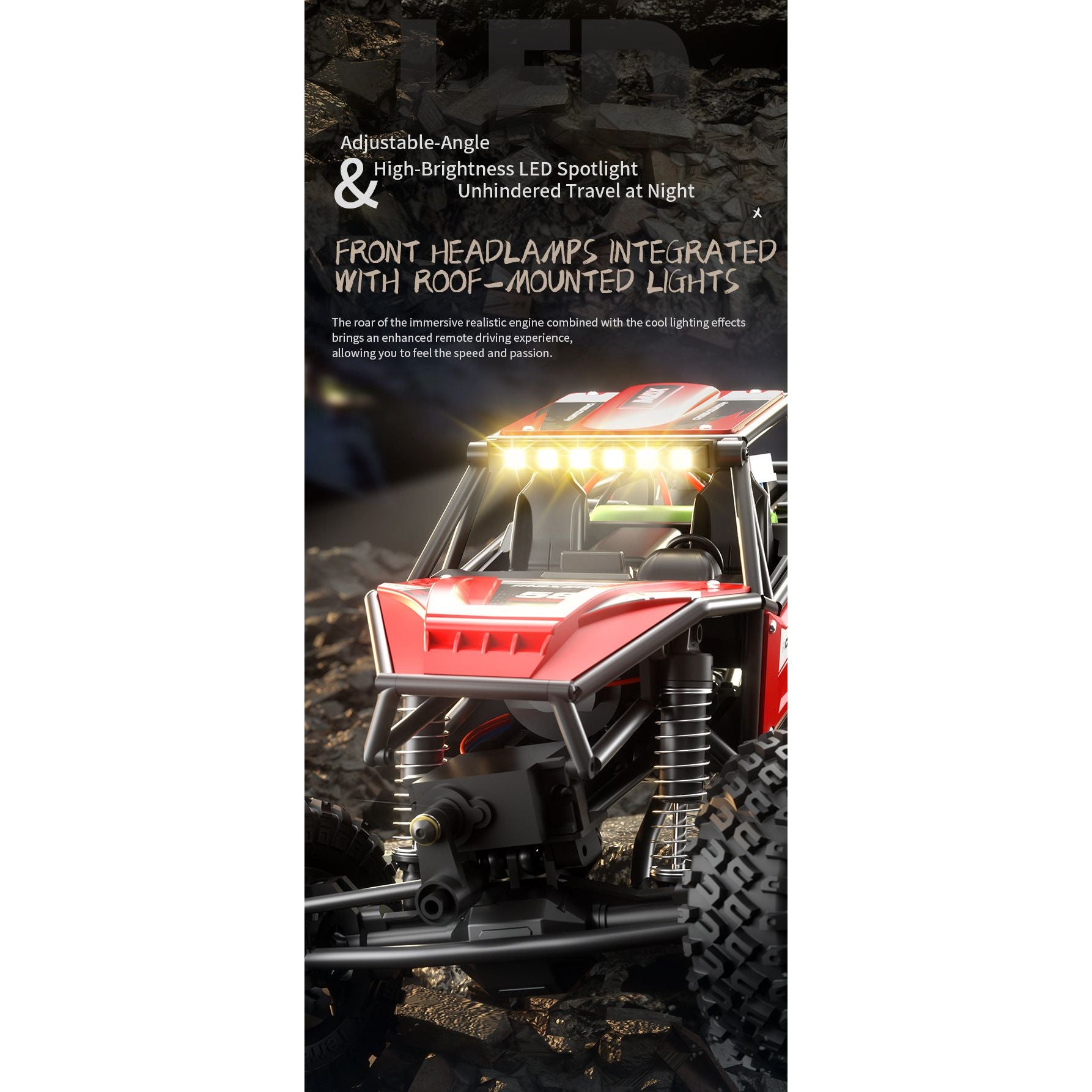 Rock Antelope RC Car - 2.4GHz Simulation Off-Road Climbing Vehicle with Rechargeable Battery (Red)