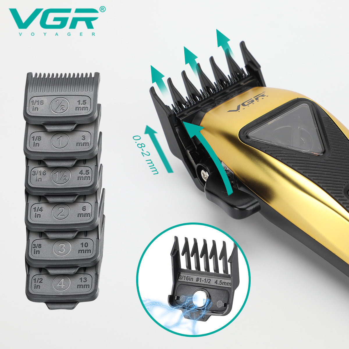 VGR Professional Hair Clipper Set - 9000 RPM Vector Motor, Rechargeable Cordless Grooming Kit with Accessories