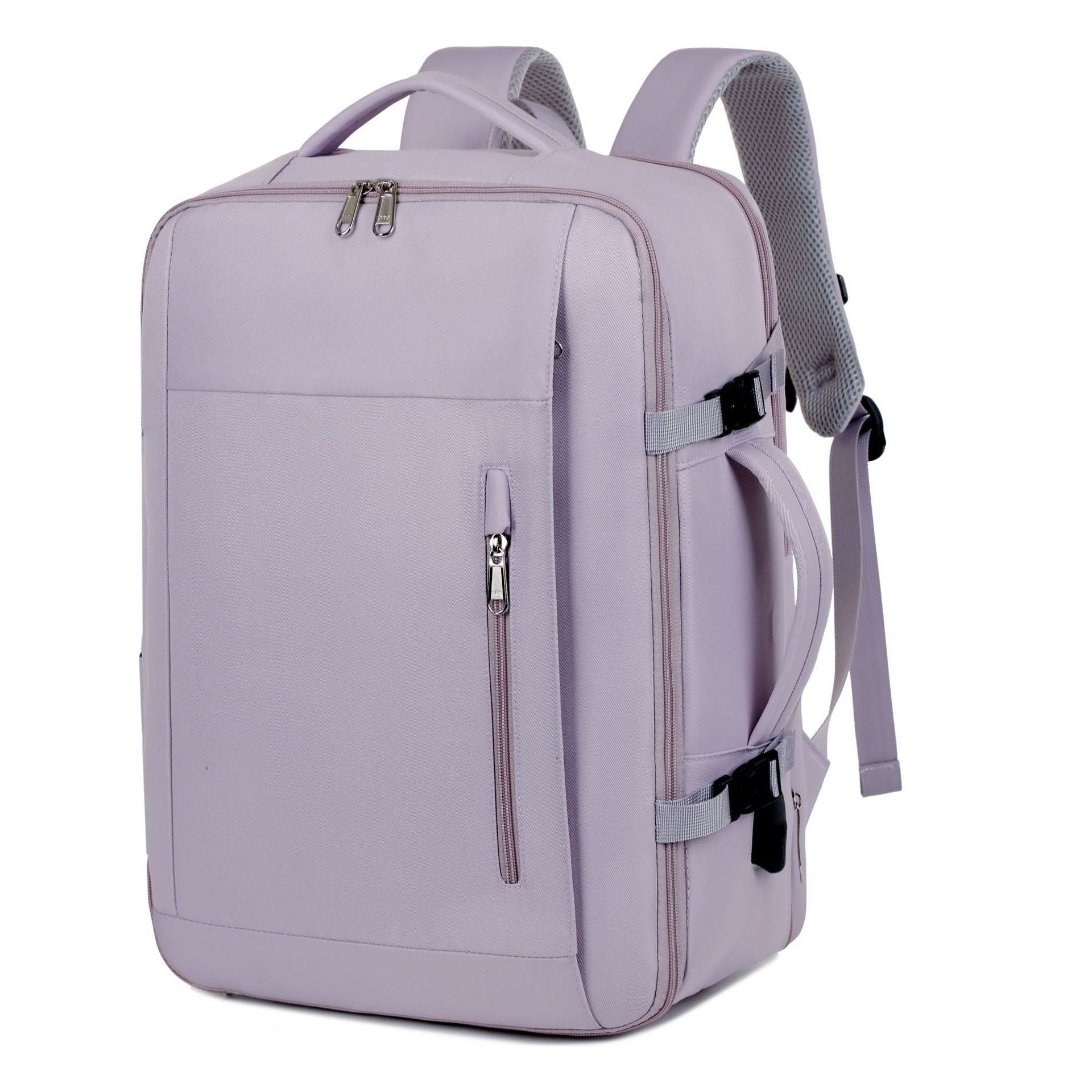 Purple Expandable Backpack with USB Port - Multi-Functional Outdoor, Commuter & Laptop Bag