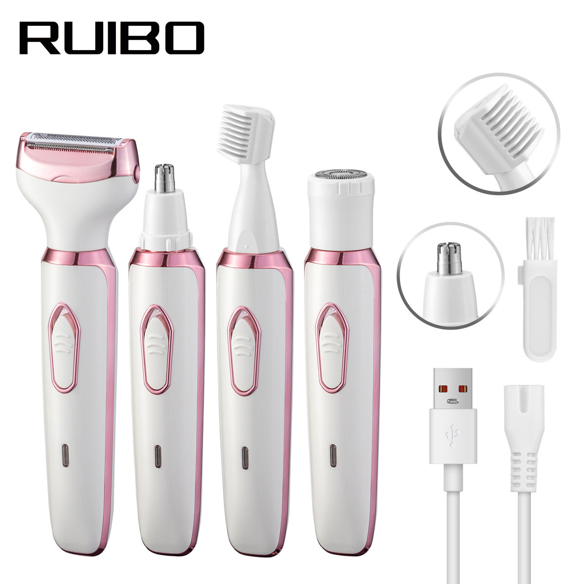 Women's 4-in-1 Electric Hair Removal Razor for Sensitive Areas - Underarm, Bikini Line &amp; Body Grooming (3028 white)