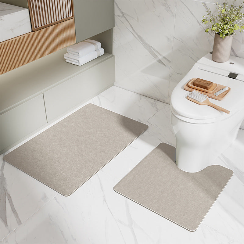 Coffee Bathroom Floor Mat Set - U-Shaped Toilet Mat 50*50cm &amp; Rectangular 50x80cm Mat for Bathroom