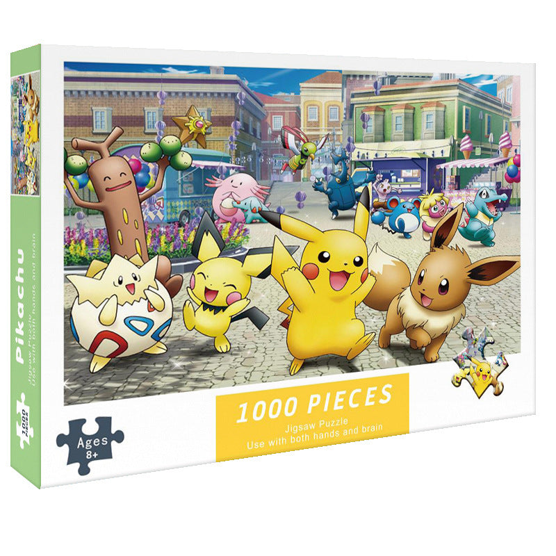 (2 PCS) 1000-Piece Pikachu Jigsaw Puzzle - High Difficulty Stress-Relief  Toy