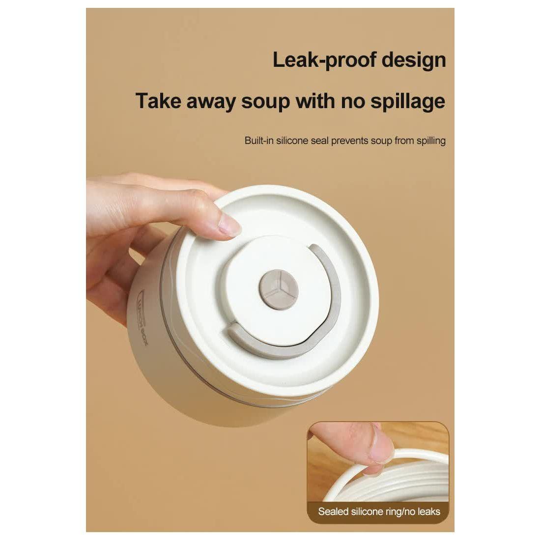 Beige 304 Stainless Steel Microwave-Safe Lunch Box Set (2-Pack) with Insulated Bag, Removable liner, 400+600ML