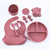 Rose Red 8-Piece Silicone Children's Tableware Set - BPA-Free Baby Feeding Utensils with Fork, Spoon, Cup, Bowl, and Bibs