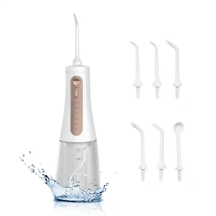 White Portable Rechargeable Water Flosser - Handheld Oral Irrigator for Teeth &amp; Gums