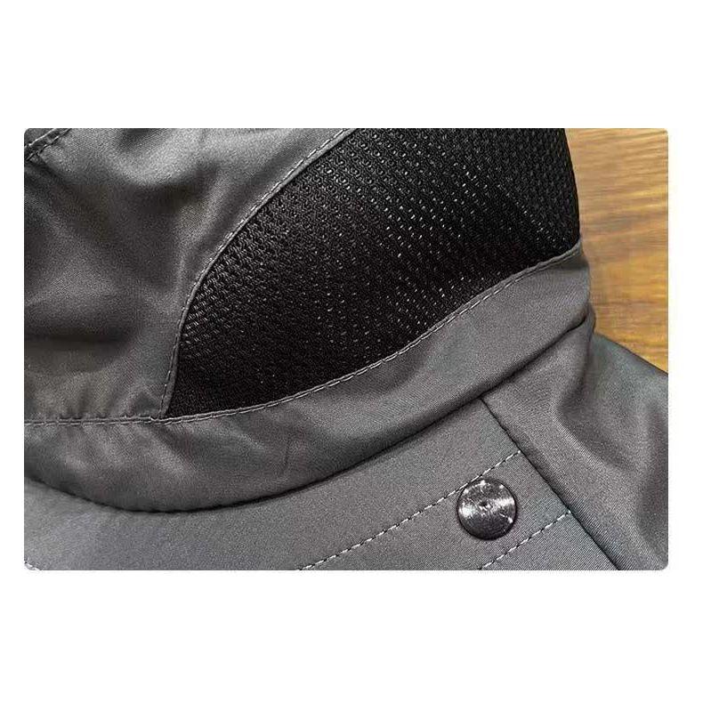 Black Outdoor UV Protection Hat for Men - Detachable Face & Neck Shield, Large Brim Sun Hat for Fishing, Hiking, and Outdoor Activities