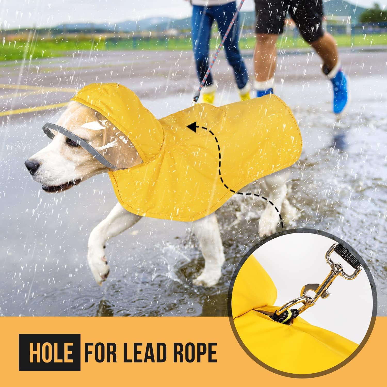 XS Yellow Reflective Adjustable Pet Raincoat with Hood – Waterproof Dog Jacket, Adjustable Dog Poncho for Outdoor Protection