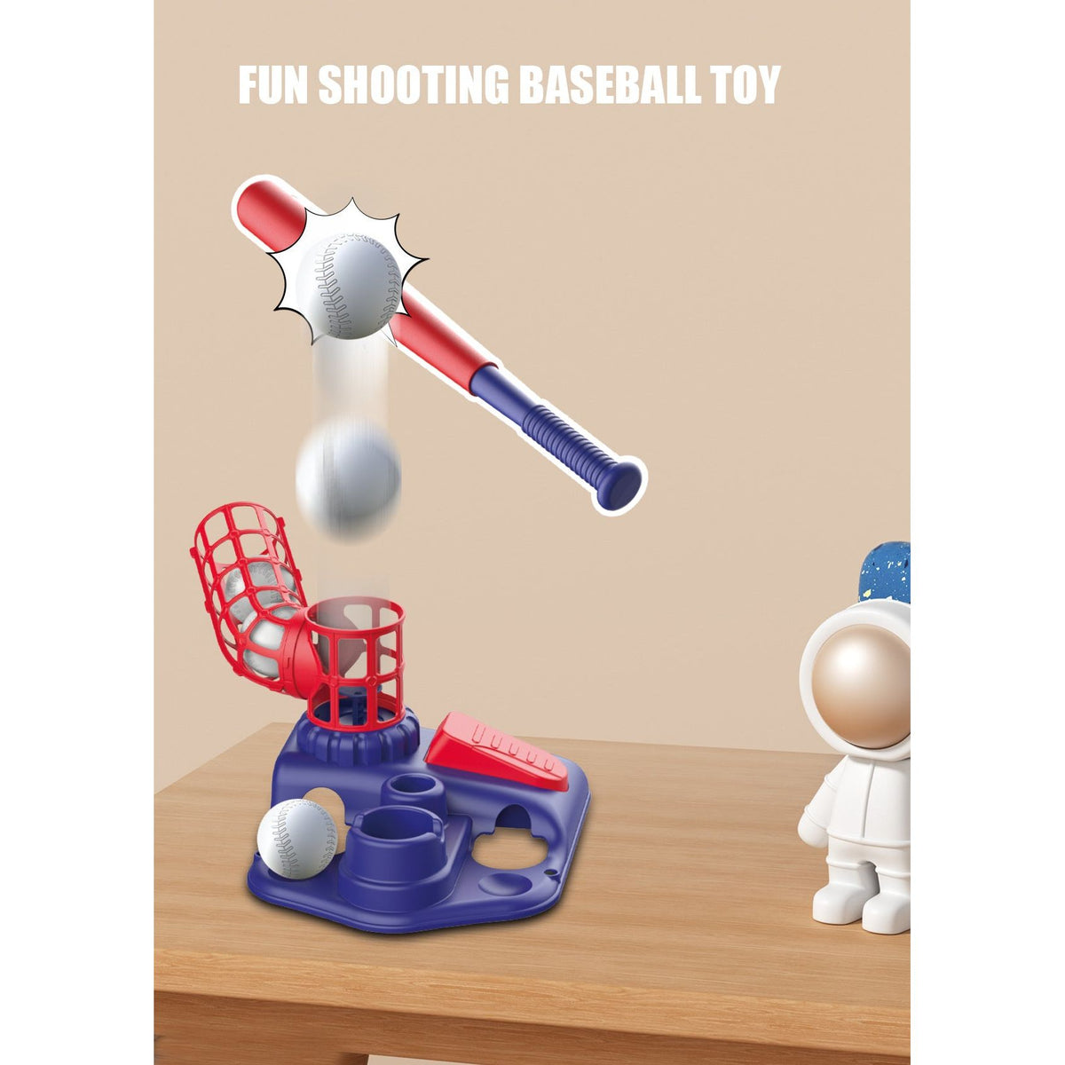 Blue Pedal Serve Drill Baseball Pitching Training Toy Set - Outdoor Parent-Child Softball Batting Practice Kit