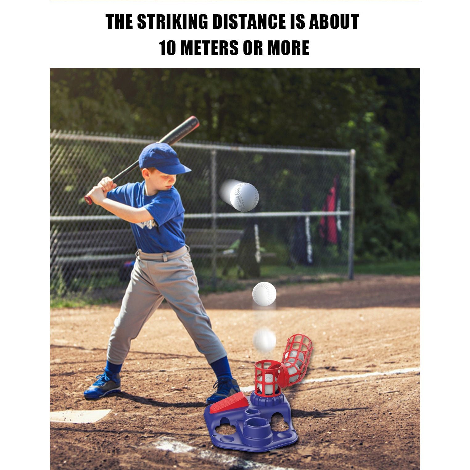 Blue Pedal Serve Drill Baseball Pitching Training Toy Set - Outdoor Parent-Child Softball Batting Practice Kit