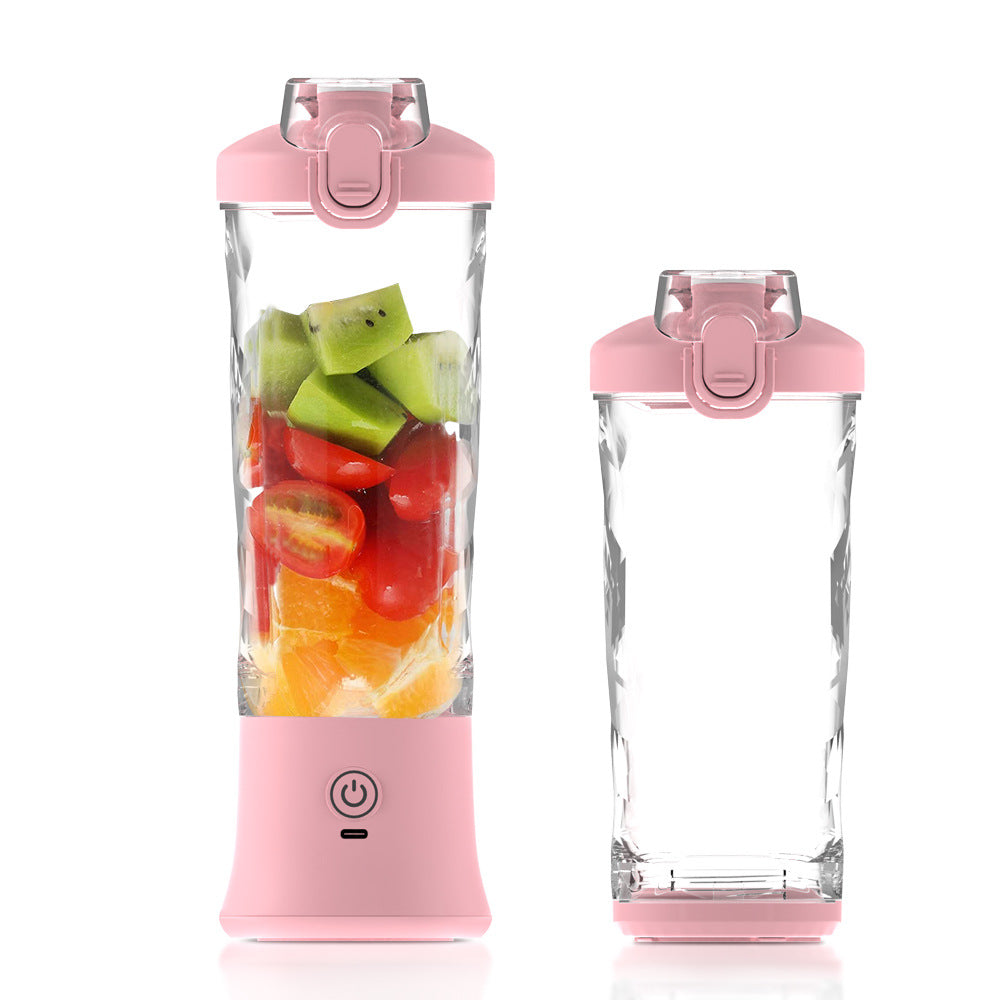 Pink 600ml Large Capacity Juicer Cup - Rechargeable Portable Multifunctional Ice Crushing &amp; Fruit Blender