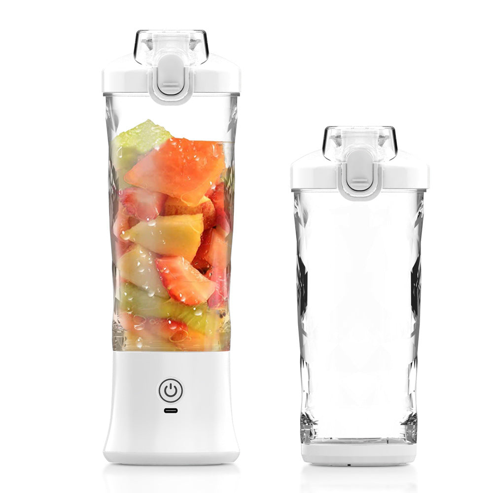 White 600ml Large Capacity Juicer Cup - Rechargeable Portable Multifunctional Ice Crushing &amp; Fruit Blender