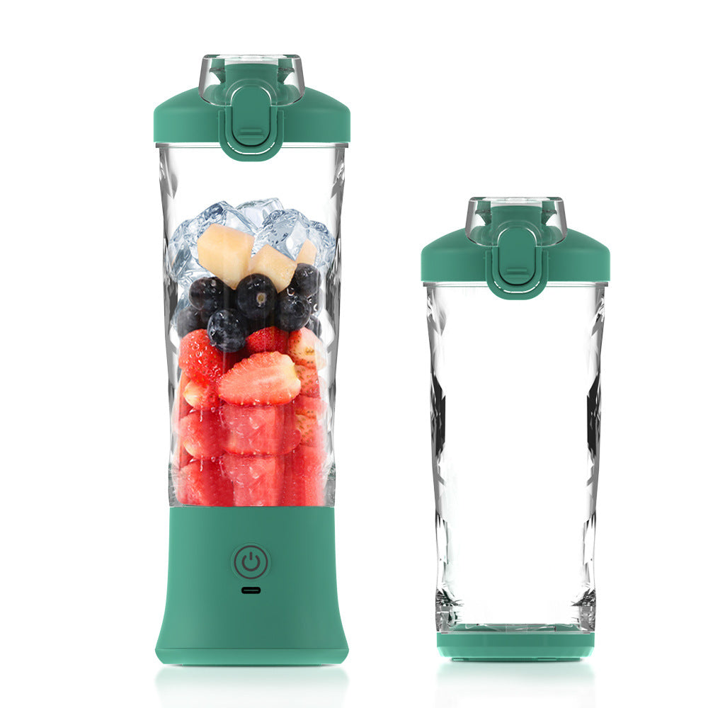 Green 600ml Large Capacity Juicer Cup - Rechargeable Portable Multifunctional Ice Crushing &amp; Fruit Blender