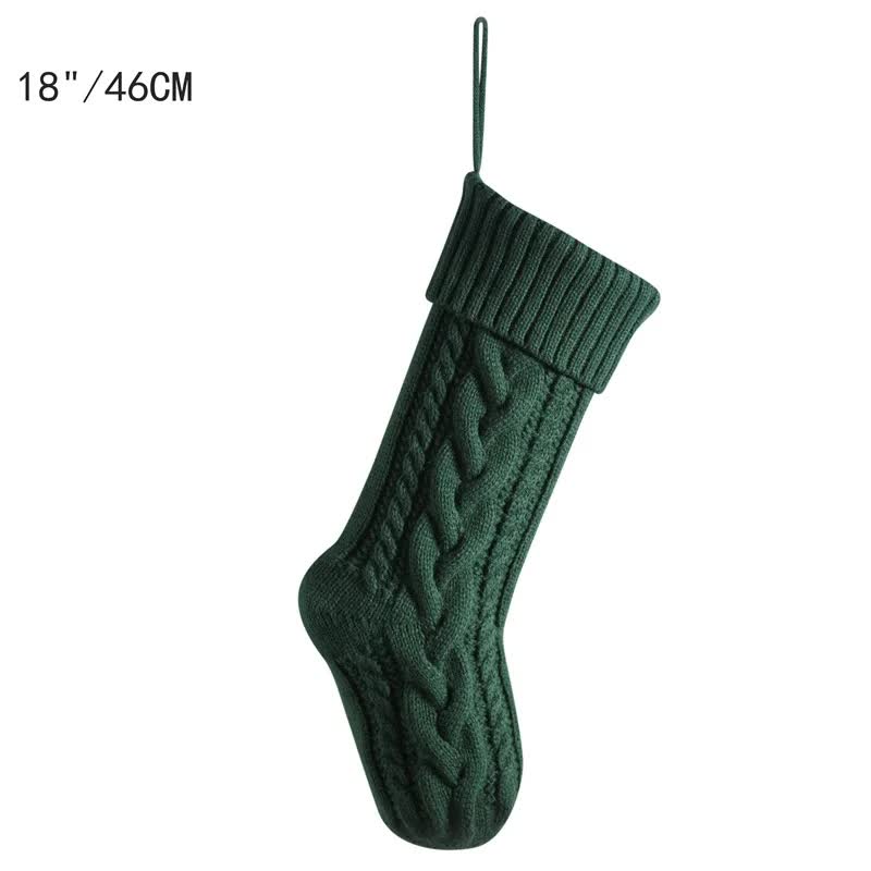 3 PCS Green Knitted Christmas Gift Bag with Decorative Stocking & Color Block Cable Knit - Large Capacity Holiday Gift Bag