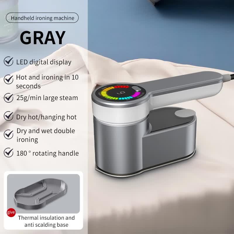 Grey Portable Handheld Garment Steamer | Mini Steam Iron for Home &amp; Dorm Use | Compact Clothes Steaming Iron