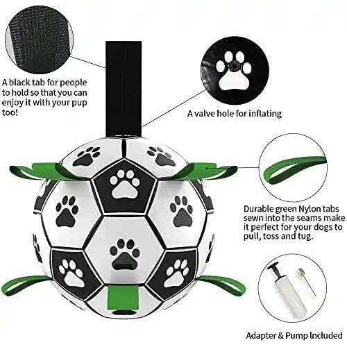 19*19cm Interactive Dog Toy Soccer Ball with Rope | Outdoor Fetch & Tug Play for Dogs | Training & Exercise Pet Toy