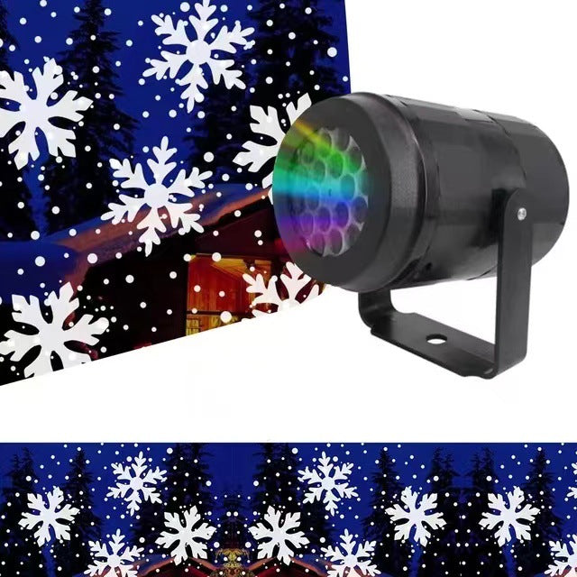 LED Snowflake Projector Light - 7-Color Rotating Christmas & Holiday Decoration Laser Stage Light, 16 Patterns for Festive Decor