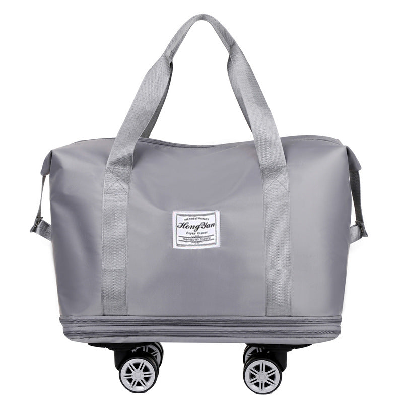 Grey Large Capacity Travel Bag with Expandable Design, Waterproof &amp; Wet-Dry Separation, 360° Spinner Wheels - Ideal for Students, Business, and Maternity