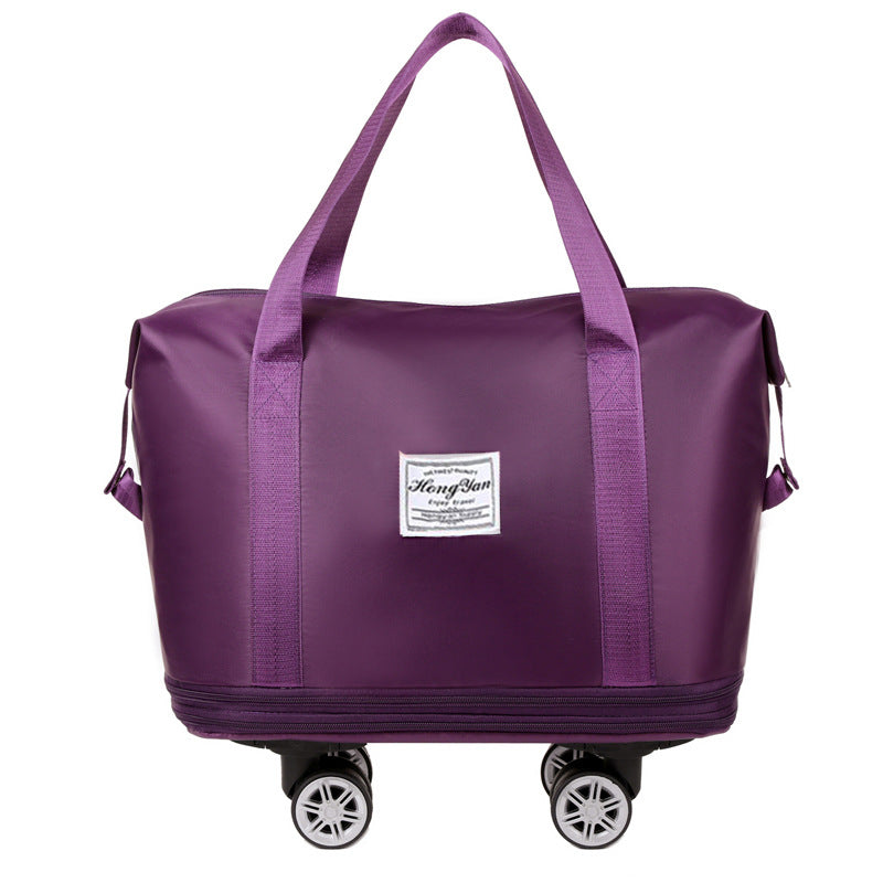 Dark Purple Large Capacity Travel Bag with Expandable Design, Waterproof &amp; Wet-Dry Separation, 360° Spinner Wheels - Ideal for Students, Business, and Maternity