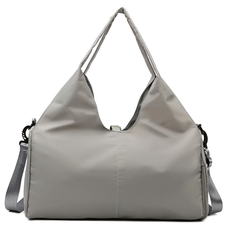 Grey Oxford Fabric Women's Shoulder Bag, Large Capacity Yoga &amp; Gym Bag with Separate Shoe Compartment - Stylish &amp; Functional Sport Bag
