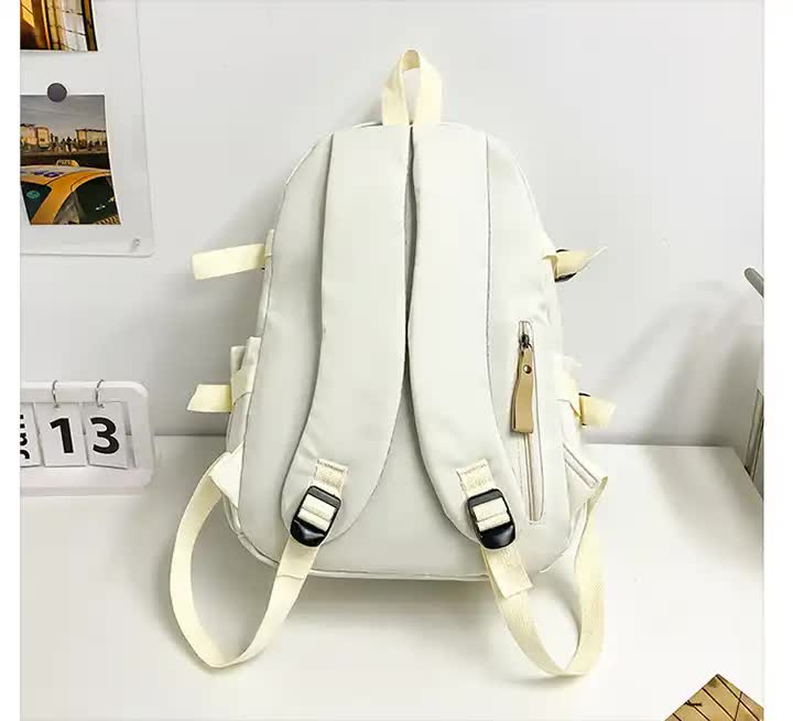 White Stylish and Simple Backpack for High School and College Students – Trendy Women’s Casual Backpack for Travel and Daily Use