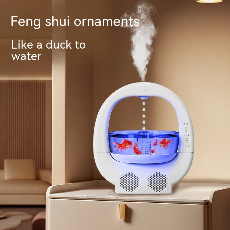 White 3 In 1 Anti-Gravity Humidifier Multifunctional Aromatherapy Machine Bluetooth-compatible Speaker Fish Tank Ambient Light