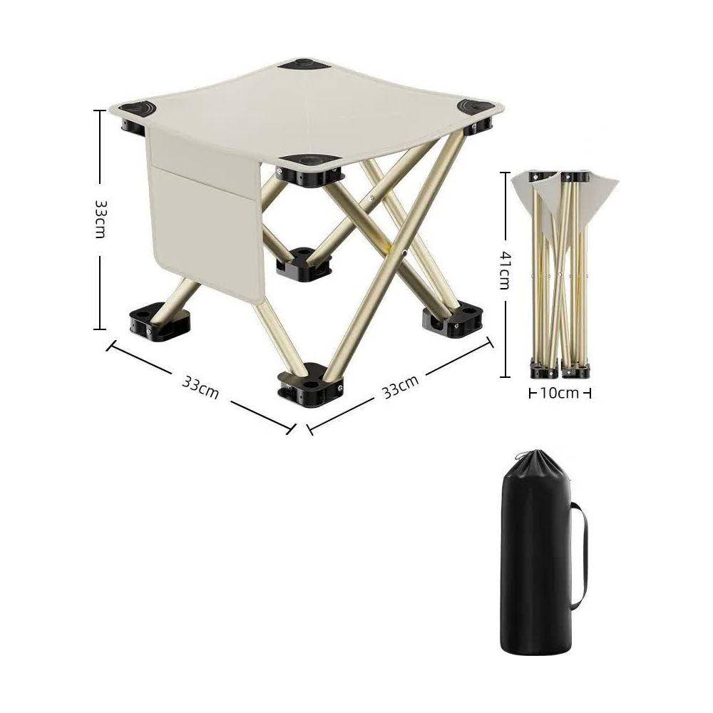 33*32cm White Outdoor Folding Stool - Lightweight Portable Picnic Chair, Fishing Chair, Camping Seat, and Collapsible Bench for Outdoor Activities