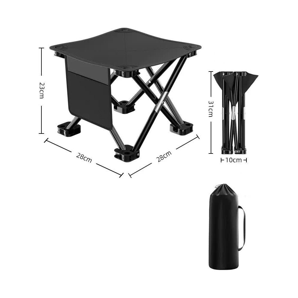 23*28cm Black Outdoor Folding Stool - Lightweight Portable Picnic Chair, Fishing Chair, Camping Seat, and Collapsible Bench for Outdoor Activities