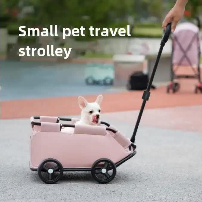 Blue Lattice Compact Foldable Pet Stroller for Dogs and Cats - Lightweight Travel Pushchair for Small Pets, Teddy Dogs, and Cats - Portable and Collapsible Pet Buggy for Outdoor Adventures