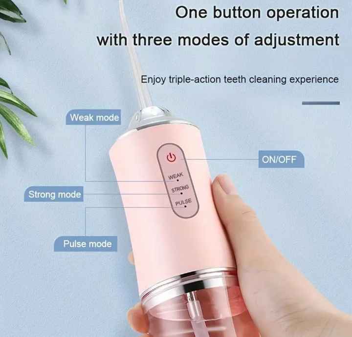 White Electric Portable Water Flosser - Smart 4-Head Oral Irrigation Teeth Cleaner, Pulse Cleaning for Home Use