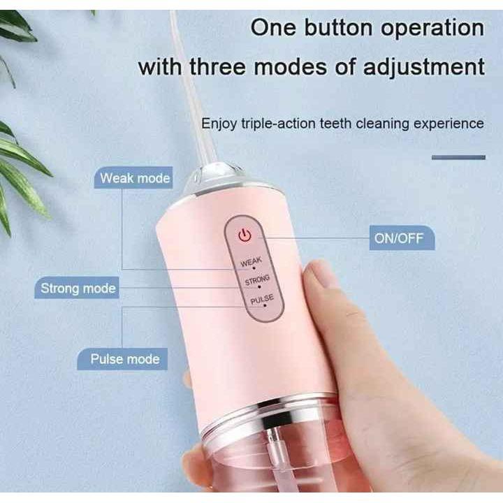 Green Electric Portable Water Flosser - Smart 4-Head Oral Irrigation Teeth Cleaner, Pulse Cleaning for Home Use