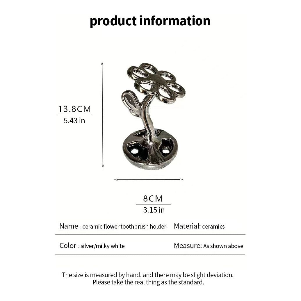 White Creative Ceramic Toothbrush Holder – Makeup Brush & Eyebrow Pencil Organizer for Bathroom, Stylish and Practical Toothbrush Stand