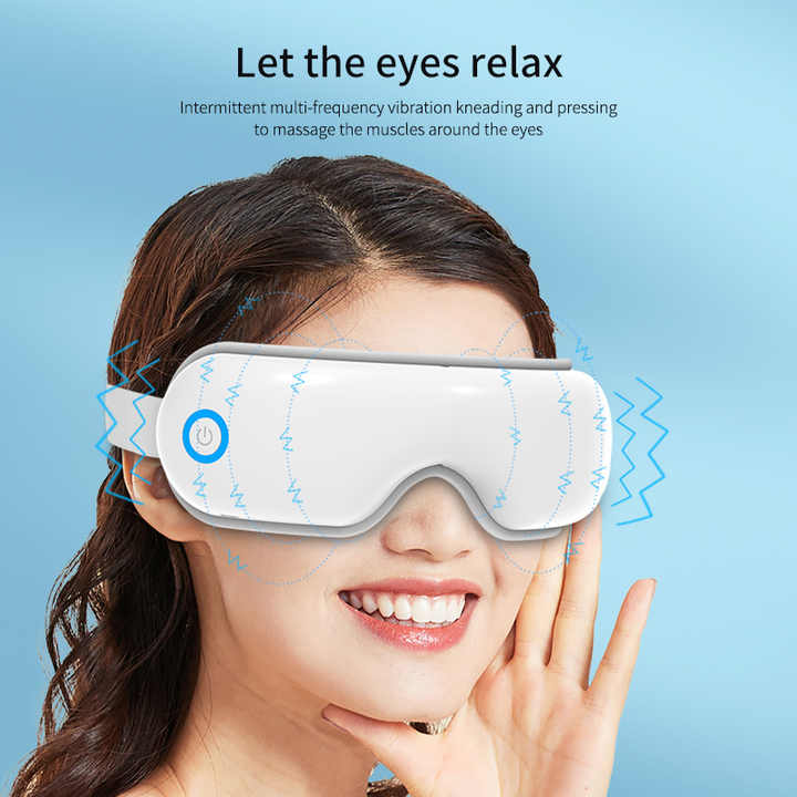White Air Compression Eye Massager, Heated Eye Massager with Vibration &amp; Bluetooth Music, Portable Eye Care Device